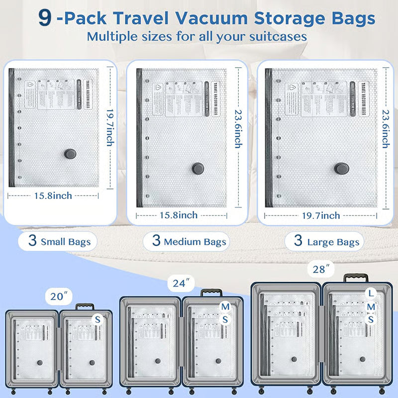 💞⚡50K+ SOLD!👵🧳 Cordless Vacuum Storage Set, 140L/min pump. Shrinks clothes, saves space. Waterproof & reusable. Holiday essential. 🎒