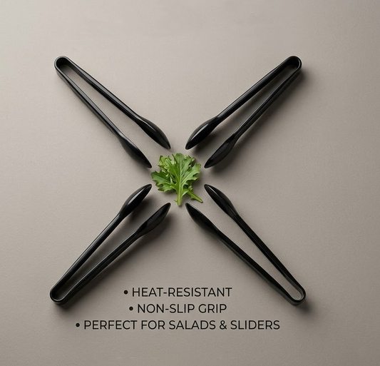 Zylotixcosh Premium Matte Black Mini Tongs - Versatile Stainless Steel Serving Tool for Coffee, Sweets & Appetizers