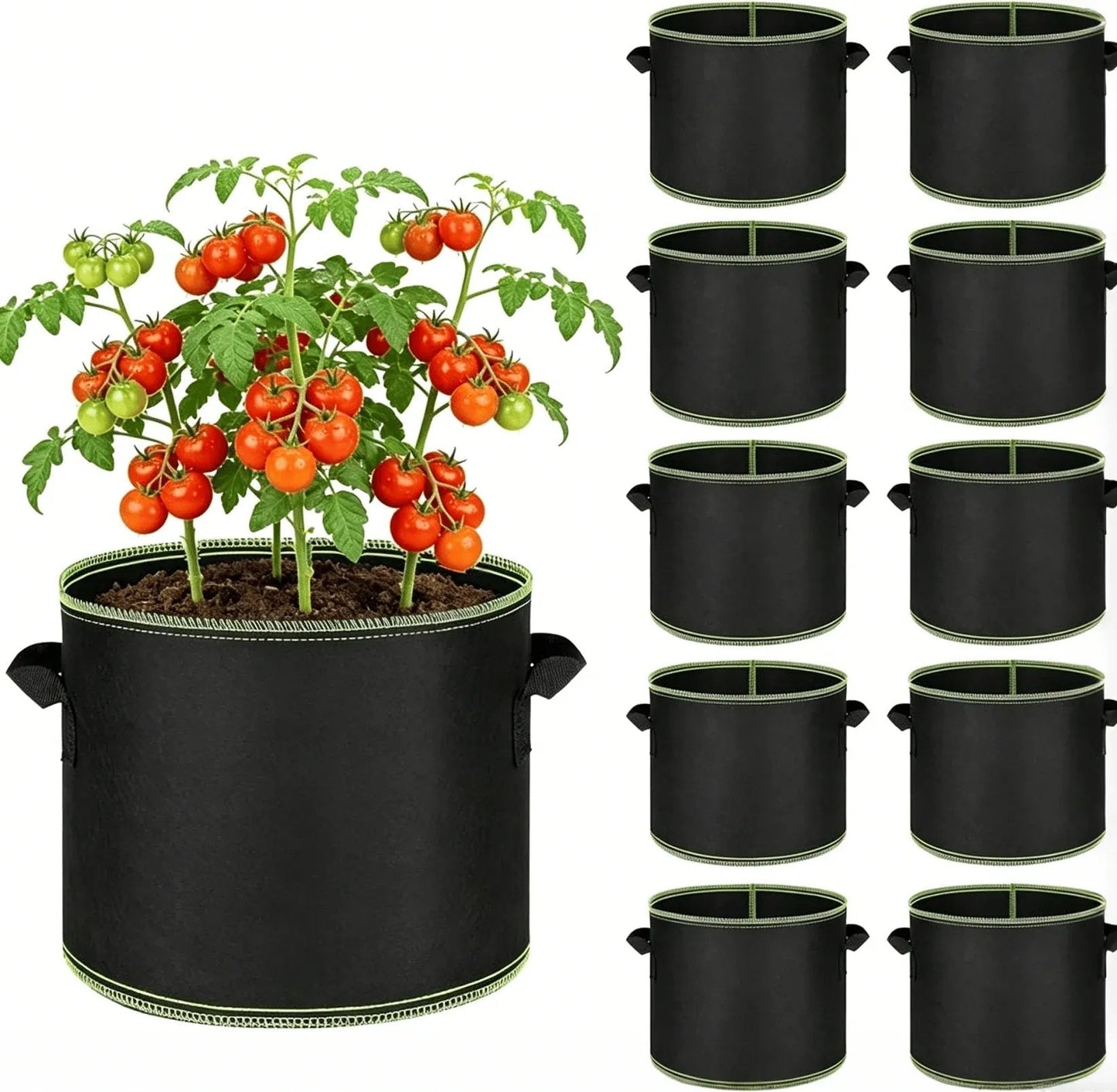 🔥LAST DAY 50% OFF 5-Pack 5 Gallon Grow Bags – Heavy Duty Aeration Fabric Pots with Handles for Vegetables, Flowers & Fruits 🪴