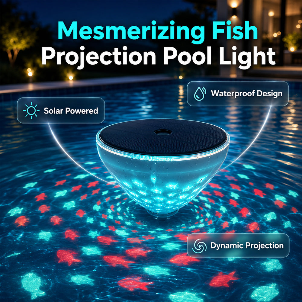 SOLAR FLOATING POOL LIGHT 🌊 ☀️ With Colorful Fish Projection