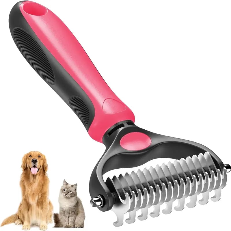 💞LAST DAY 50% OFF ✨🐾EdiJonah® Double-Sided Pet Grooming Brush – Hurtless Shedding & Dematting Undercoat Rake for Dogs and Cats