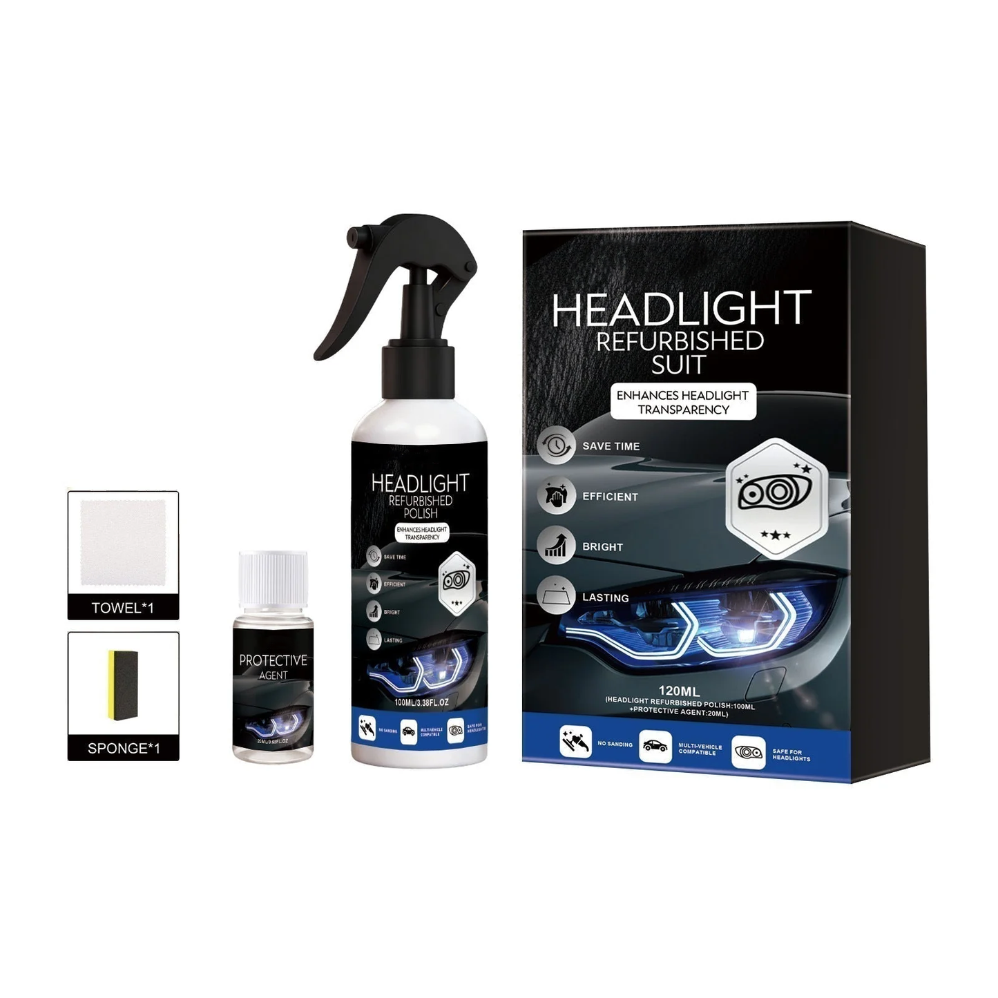 🔥LAST DAY 50% OFF🚗 Automotive Headlamp Restoration Fluid, Clears Oxidation, Yellowing & UV Protection