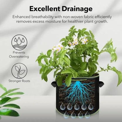🔥LAST DAY 50% OFF 5-Pack 5 Gallon Grow Bags – Heavy Duty Aeration Fabric Pots with Handles for Vegetables, Flowers & Fruits 🪴