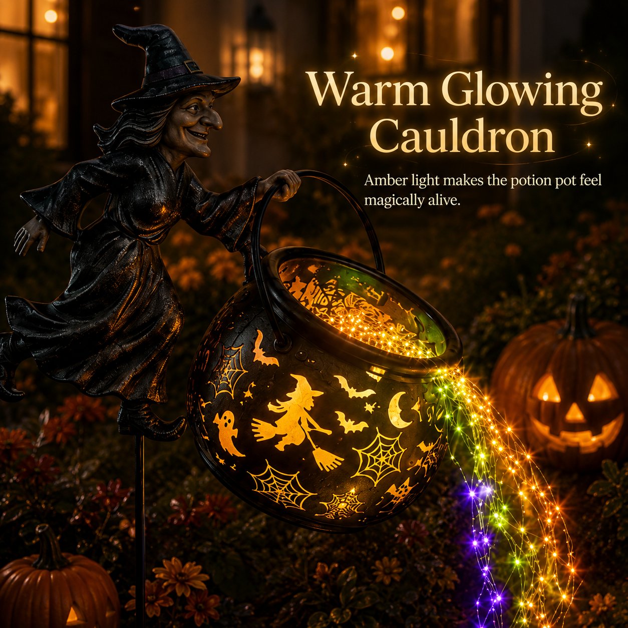 🔥Last Day 50% OFF🎃Halloween Witch Cauldron Garden Light
