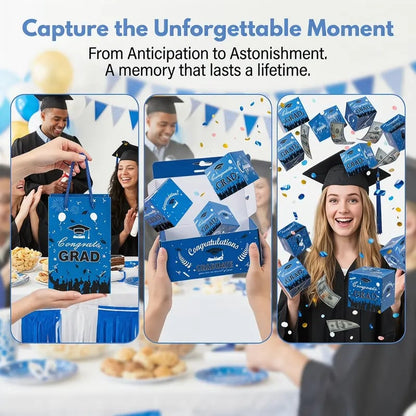 🔥Last Day 75% OFF🔥2026 Graduation Explosion Pop Gift Box 🎓 Surprise Bounce Cash Box Grad Party Gift Bag Set