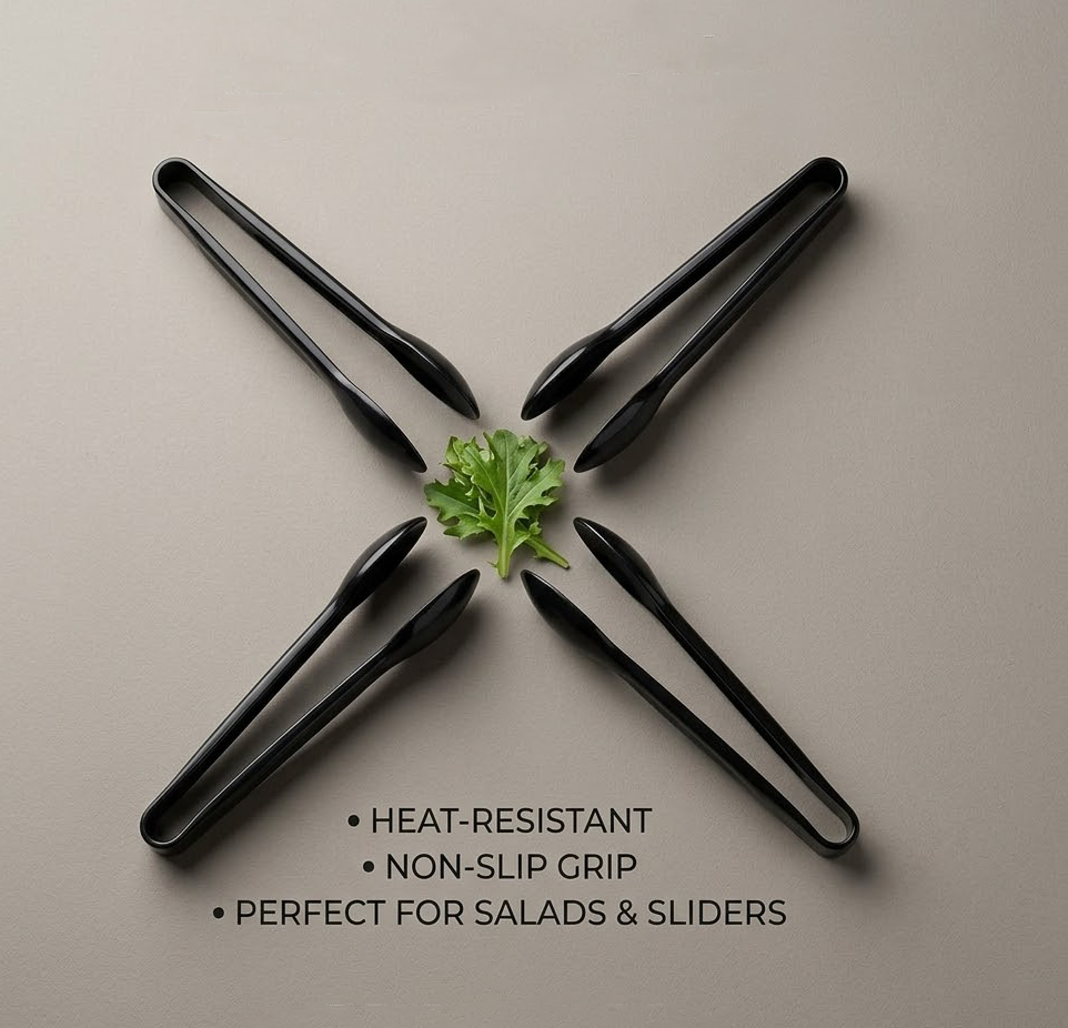 Beddys® Premium Matte Black Mini Tongs - Versatile Stainless Steel Serving Tool for Coffee, Sweets & Appetizers