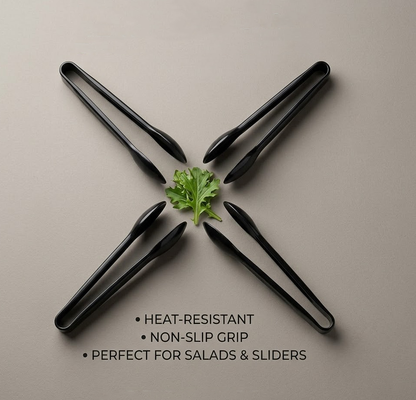 Beddys® Premium Matte Black Mini Tongs - Versatile Stainless Steel Serving Tool for Coffee, Sweets & Appetizers