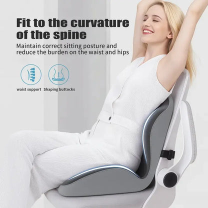 🔥LAST DAY 50% OFF Ergonomic Memory Foam Seat Cushion with Lumbar & Back Support, Relieves Back Pain, Reduces Pressure