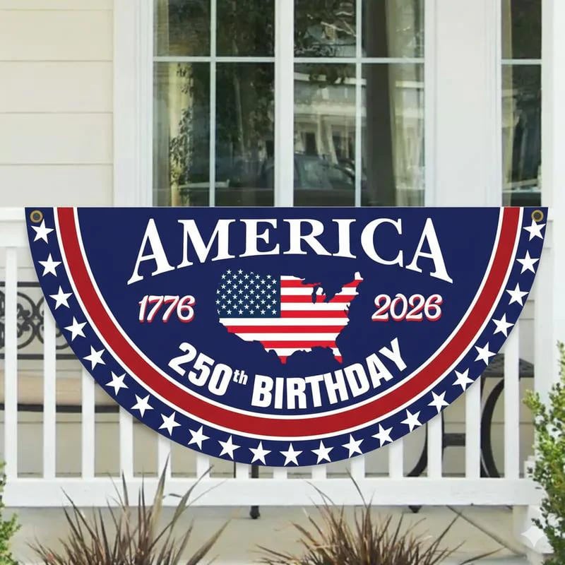 🔥LAST DAY 50% OFF US 250th Anniversary Flag Half Round Banner🦅