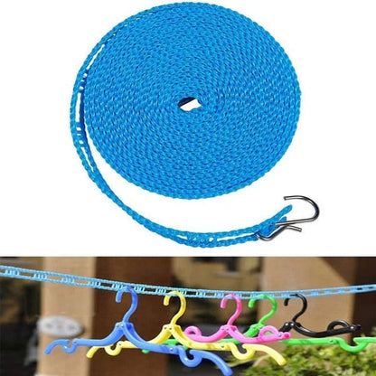 Clothesline for Outside, Adjustable Clothes line,Windproof Clothesline with Hooks, Indoor and Outdoor Laundry and Drying Lines,Ideal Camping & Travel Essentials
