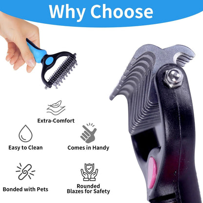 💞LAST DAY 50% OFF ✨🐾EdiJonah® Double-Sided Pet Grooming Brush – Hurtless Shedding & Dematting Undercoat Rake for Dogs and Cats