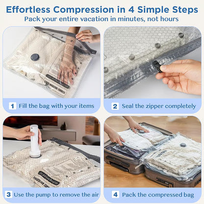 💞⚡50K+ SOLD!👵🧳  Cordless Vacuum Storage Set, 140L/min pump. Shrinks clothes, saves space. Waterproof & reusable. Holiday essential. 🎒