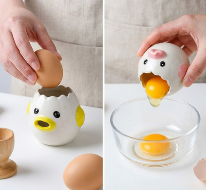 Zylotixcosh Cute Ceramic Egg Separator - Funny Barfing Yolk Whit Separator, Novelty Snot-Nose Gag Egg Sieve, Practical Household Baking & Cooking Gadget Kitchen Tool