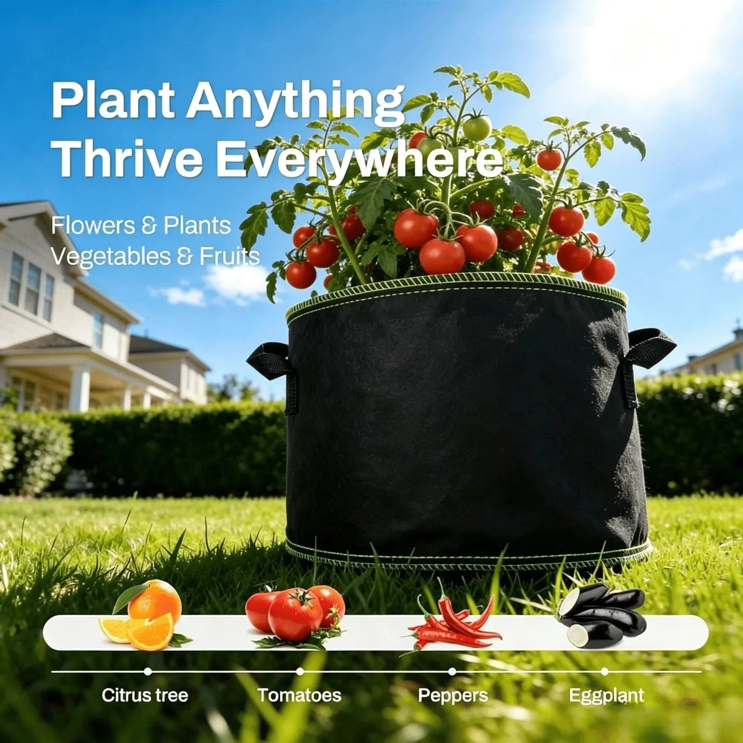 🔥LAST DAY 50% OFF 5-Pack 5 Gallon Grow Bags – Heavy Duty Aeration Fabric Pots with Handles for Vegetables, Flowers & Fruits 🪴