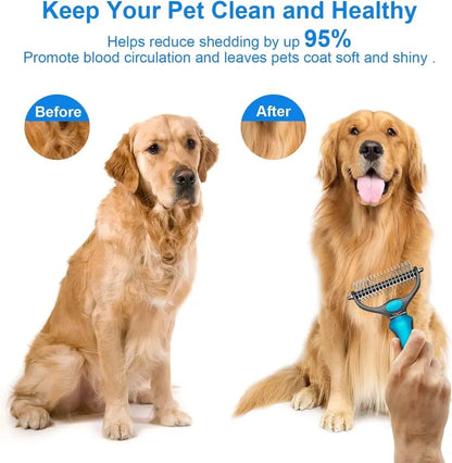 💞LAST DAY 50% OFF ✨🐾EdiJonah® Double-Sided Pet Grooming Brush – Hurtless Shedding & Dematting Undercoat Rake for Dogs and Cats