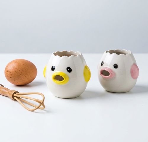 Beddys® Cute Ceramic Egg Separator - Funny Barfing Yolk Whit Separator, Novelty Snot-Nose Gag Egg Sieve, Practical Household Baking & Cooking Gadget Kitchen Tool