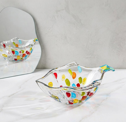 Zylotixcosh 3-Piece Hand-Painted Colorful Crystal Glass Bowls - Cute Fish Shaped Serving Set