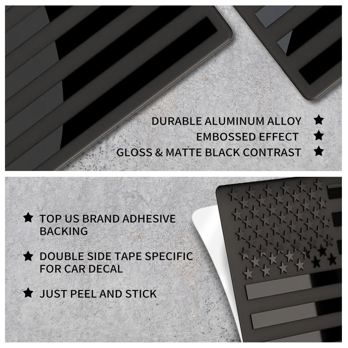 Beddys® 3D American Flag Emblem Decal - Aluminum Alloy Material (Not Plastic)