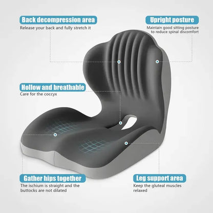 🔥LAST DAY 50% OFF Ergonomic Memory Foam Seat Cushion with Lumbar & Back Support, Relieves Back Pain, Reduces Pressure