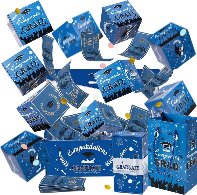🔥Last Day 75% OFF🔥2026 Graduation Explosion Pop Gift Box 🎓 Surprise Bounce Cash Box Grad Party Gift Bag Set