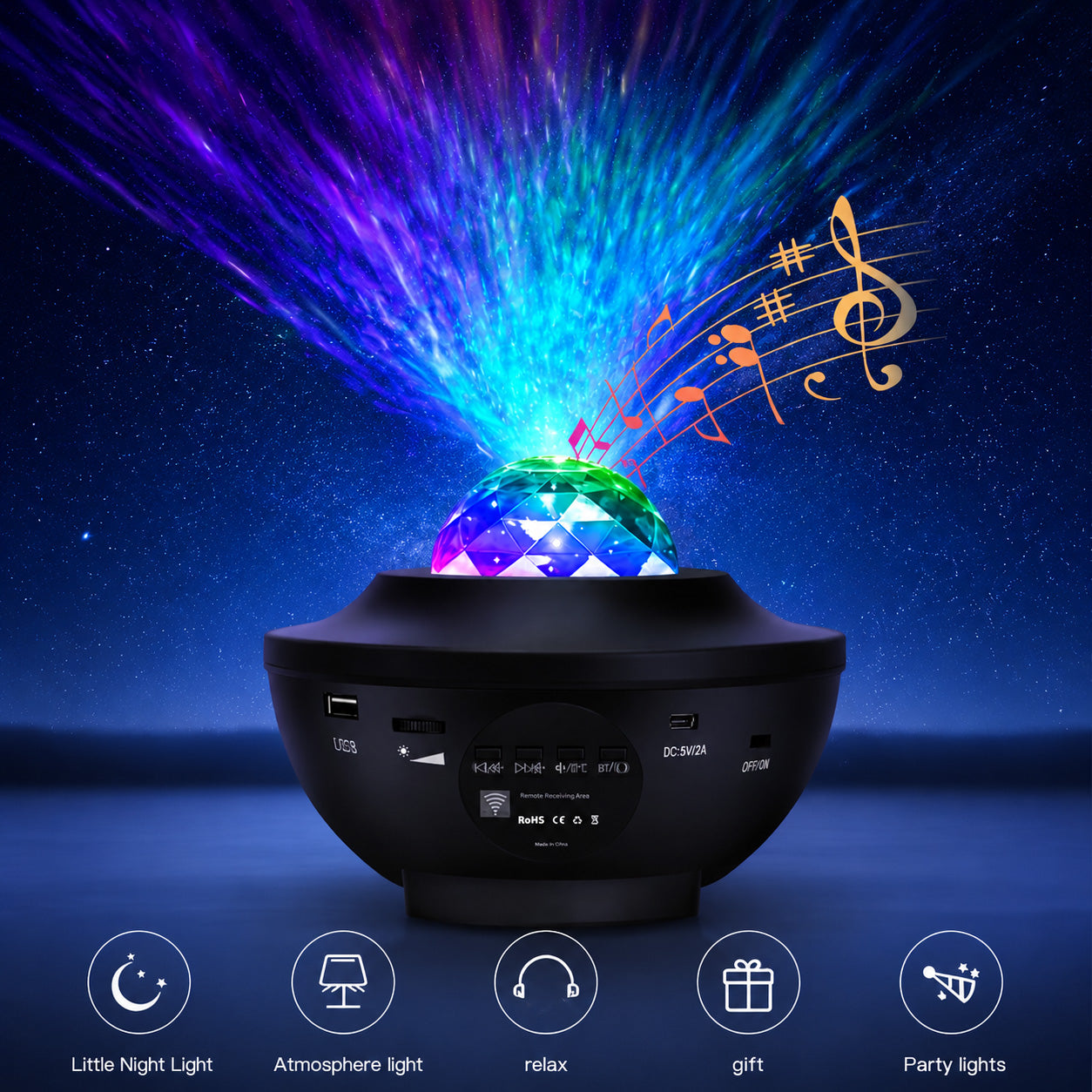 🌈2026 HOT SALE🥳💥LAST DAY 50% OFF! Bluetooth Music Rotating Star Projector Night Light