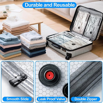 💞⚡50K+ SOLD!👵🧳  Cordless Vacuum Storage Set, 140L/min pump. Shrinks clothes, saves space. Waterproof & reusable. Holiday essential. 🎒