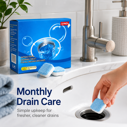 💥🫧Drain Cleaning Tablets 12 Pack For Sinks, Showers & Washing Machines