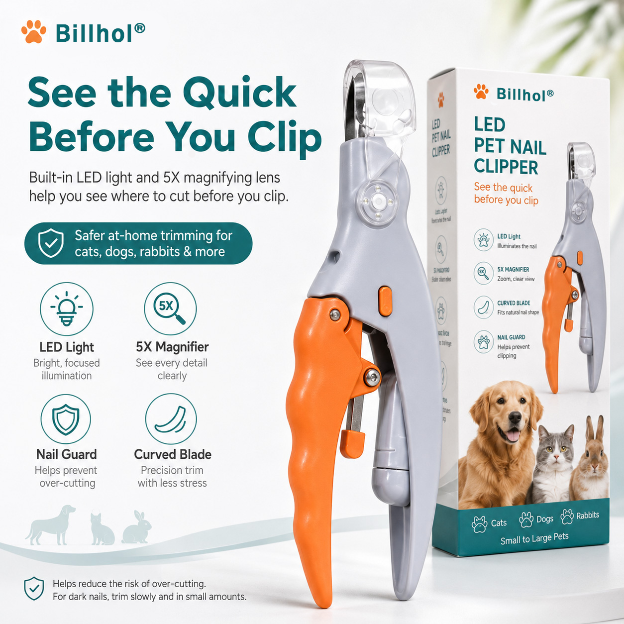 Billhol® LED Pet Nail Clipper paw clip The LED Nail Clipper That Helps You See Before You Cut