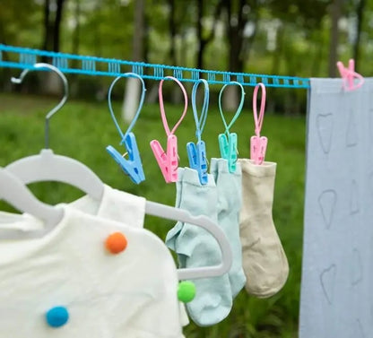 Clothesline for Outside, Adjustable Clothes line,Windproof Clothesline with Hooks, Indoor and Outdoor Laundry and Drying Lines,Ideal Camping & Travel Essentials