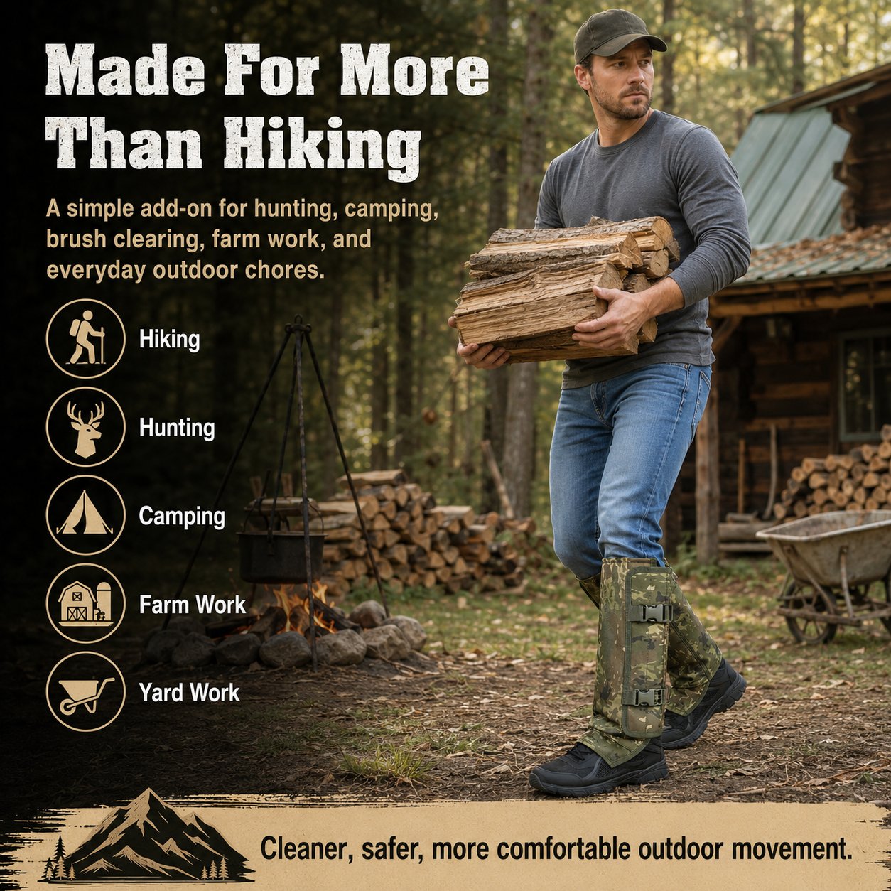 🐍🛡 Reinforced Lower Leg Protection Gaiters – 1000D Outdoor Leg Guards for Hiking & Hunting ⛰️