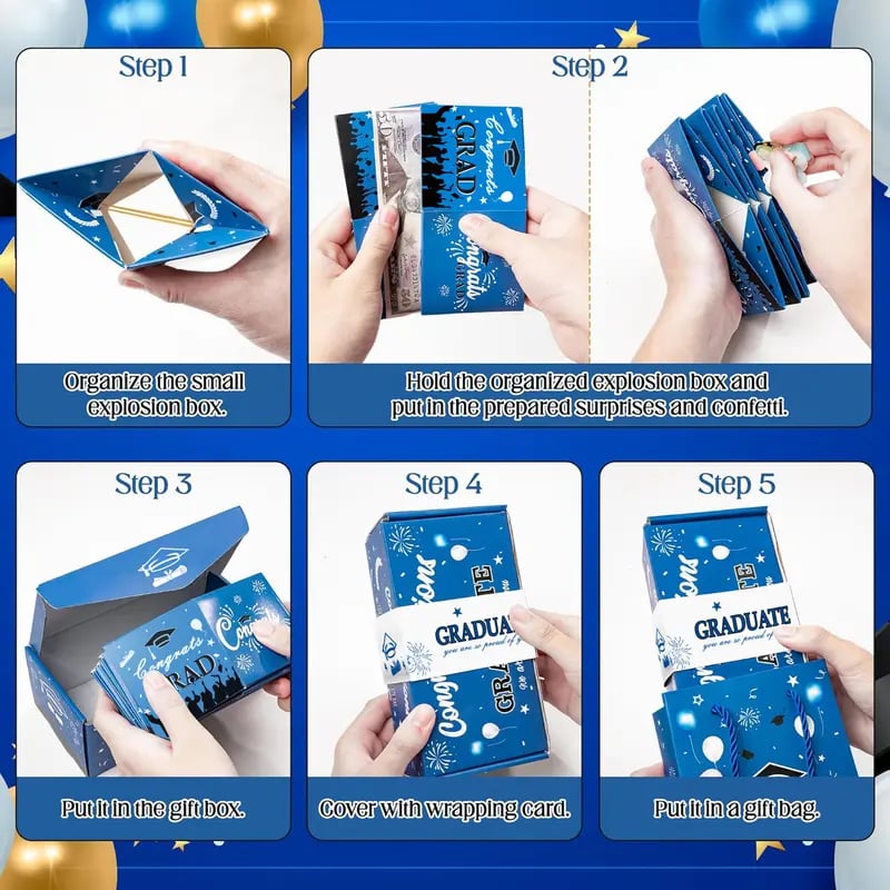🔥Last Day 75% OFF🔥2026 Graduation Explosion Pop Gift Box 🎓 Surprise Bounce Cash Box Grad Party Gift Bag Set
