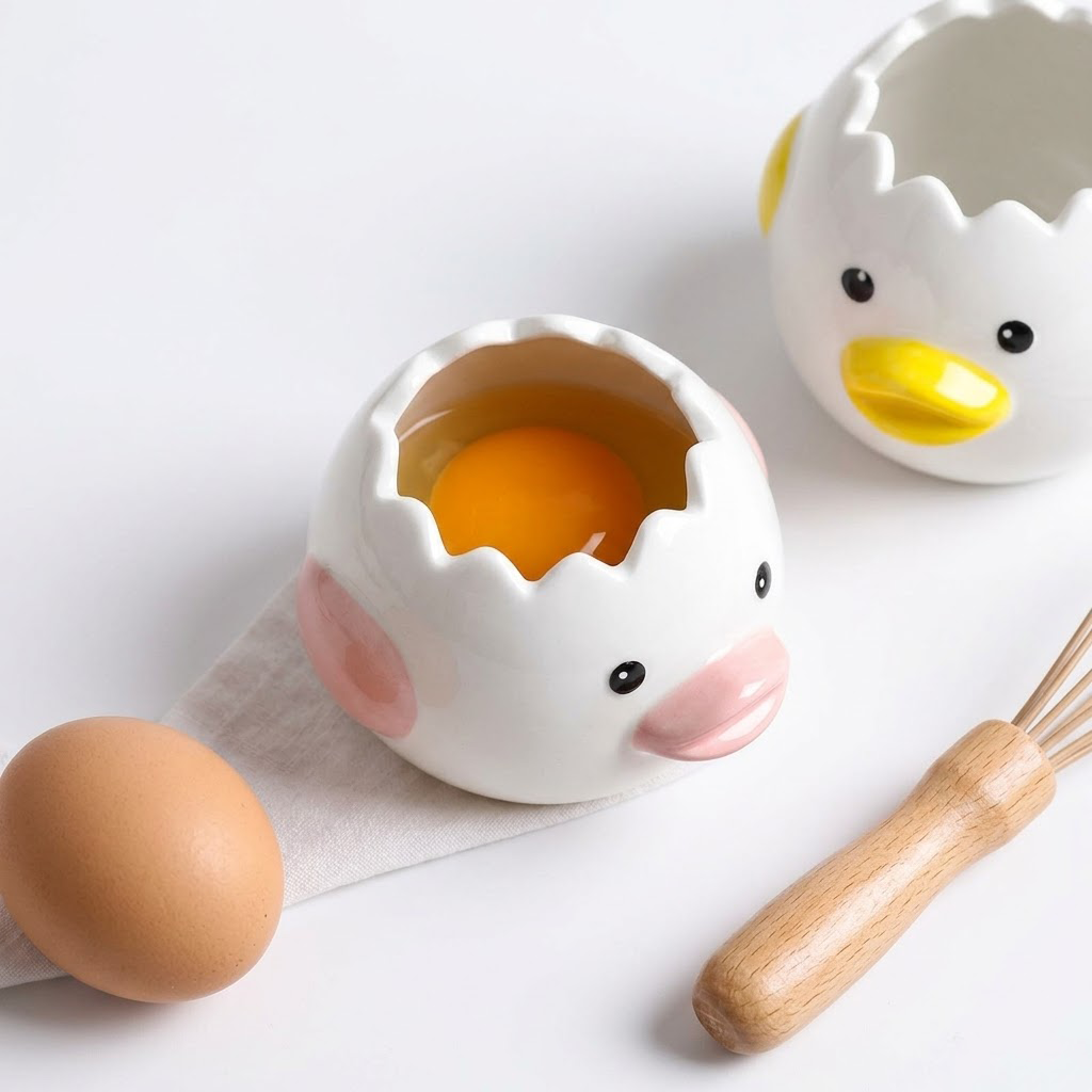 Zylotixcosh Cute Ceramic Egg Separator - Funny Barfing Yolk Whit Separator, Novelty Snot-Nose Gag Egg Sieve, Practical Household Baking & Cooking Gadget Kitchen Tool