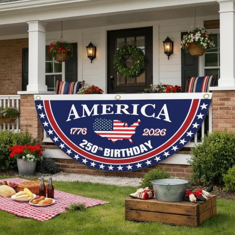 🔥LAST DAY 50% OFF US 250th Anniversary Flag Half Round Banner🦅