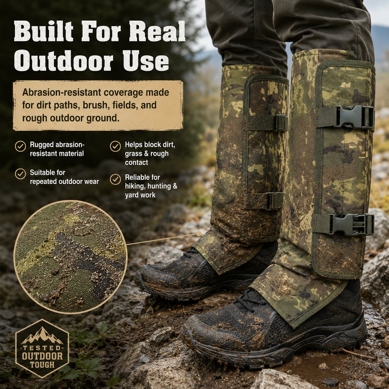 🐍🛡 Reinforced Lower Leg Protection Gaiters – 1000D Outdoor Leg Guards for Hiking & Hunting ⛰️