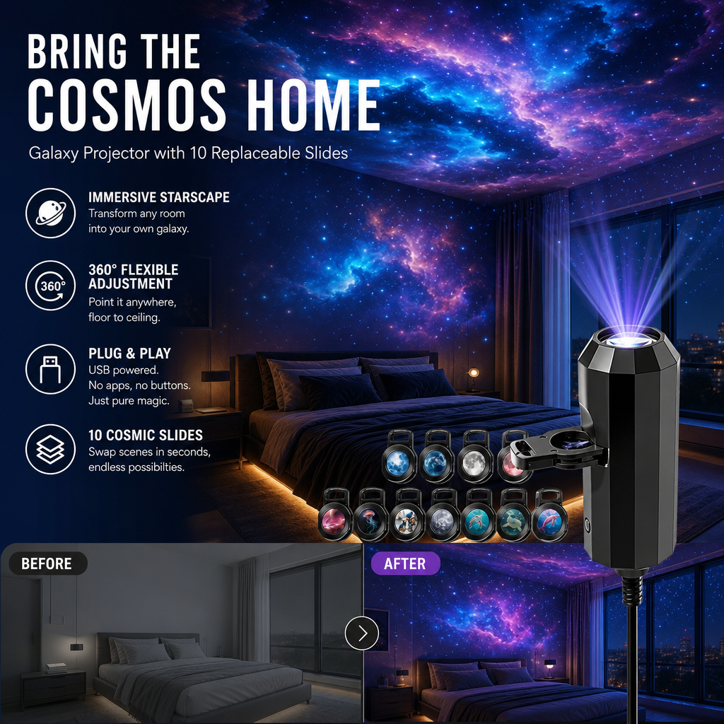 🌈2026 HOT SALE🥳💥 75% OFF! Plug-and-Play HD Galaxy & Ocean Projector Night Light🥳50,000+ Happy Users