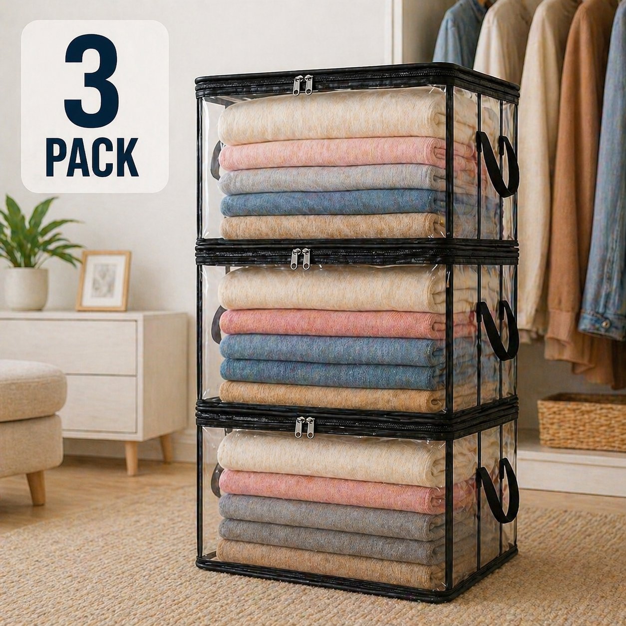 🎁💞LAST DAY 75% OFF ✨📦Beddys® Large Heavy-Duty Thick Plastic Clear Storage