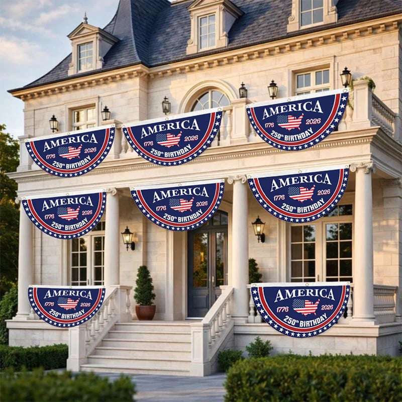 🔥LAST DAY 50% OFF US 250th Anniversary Flag Half Round Banner🦅
