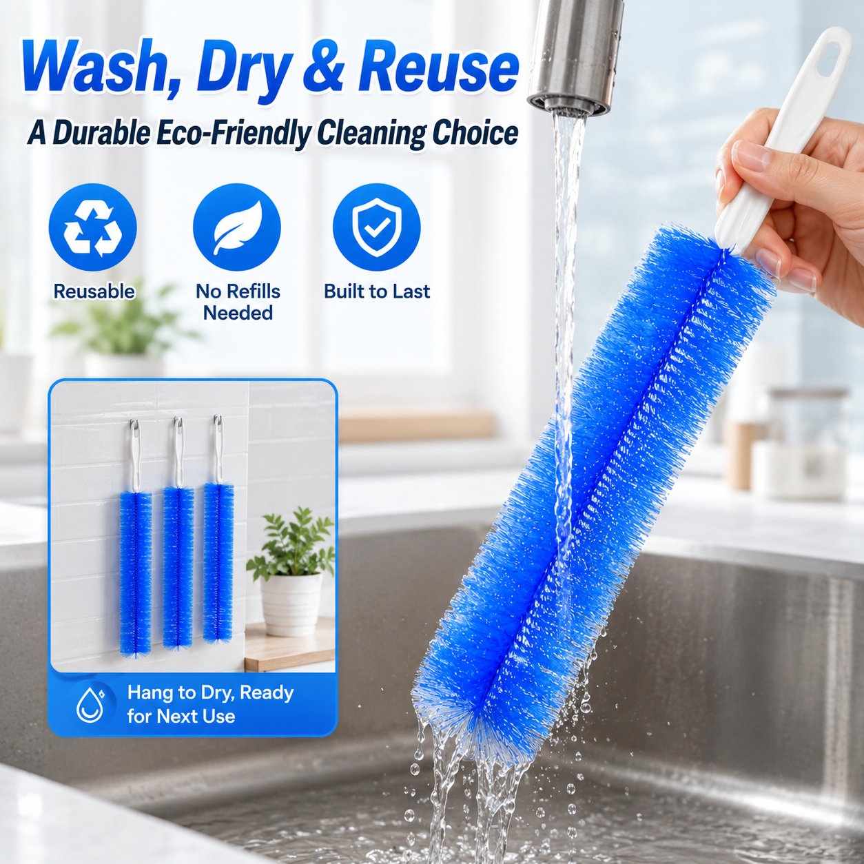 💖 Best Seller! 💧3 Counts Bendable Microfiber Head,Reusable Dust Remover