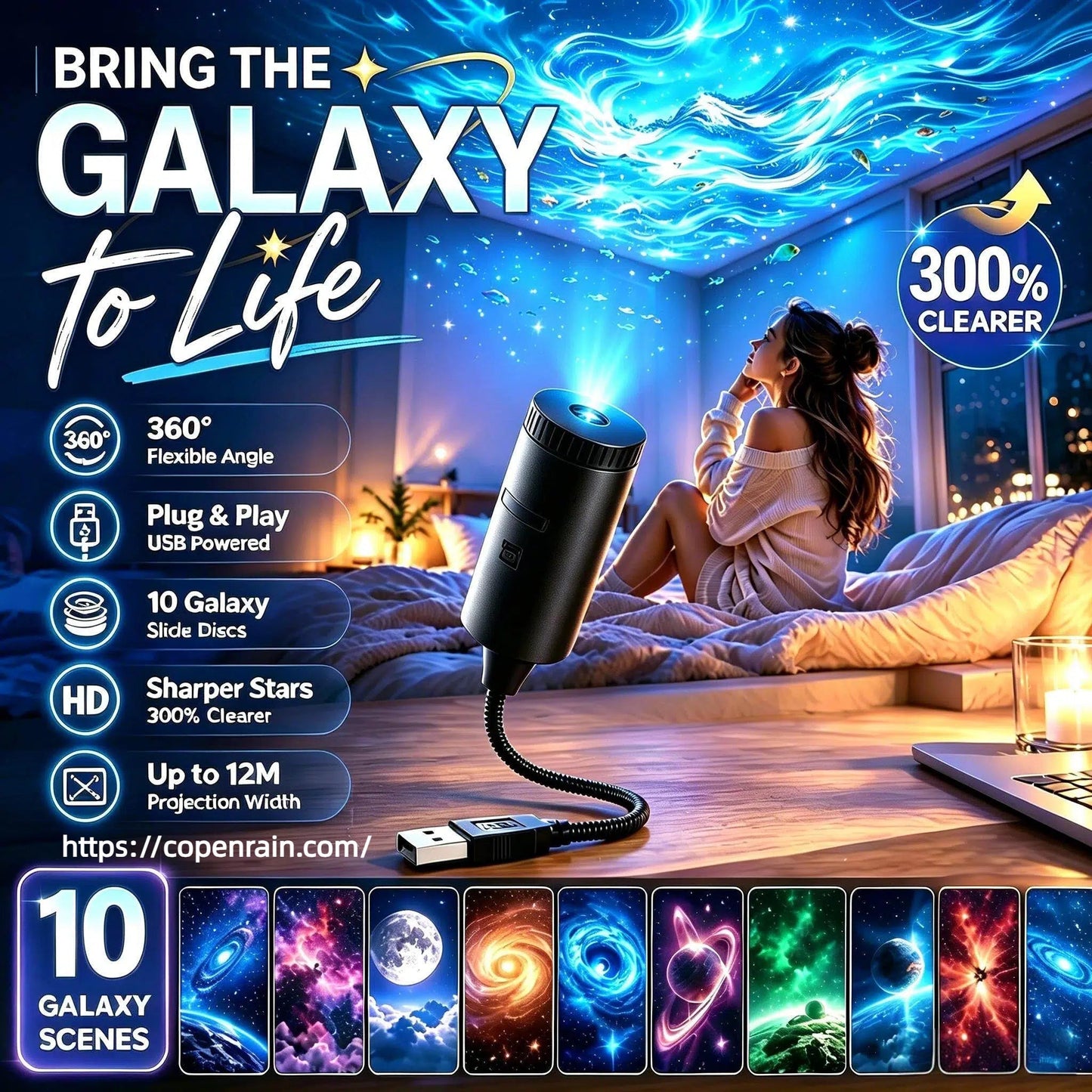 🌈2026 HOT SALE🥳💥 75% OFF! Plug-and-Play HD Galaxy & Ocean Projector Night Light🥳50,000+ Happy Users