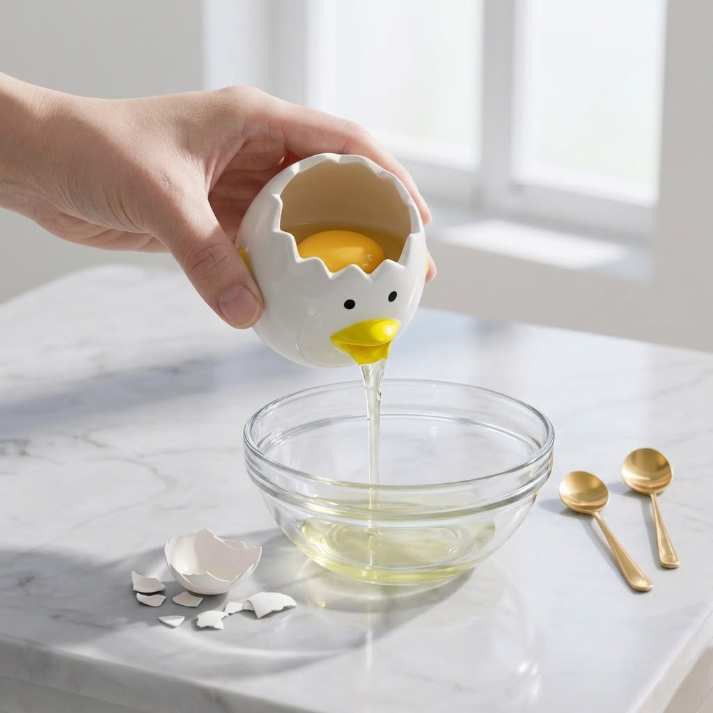 Zylotixcosh Cute Ceramic Egg Separator - Funny Barfing Yolk Whit Separator, Novelty Snot-Nose Gag Egg Sieve, Practical Household Baking & Cooking Gadget Kitchen Tool
