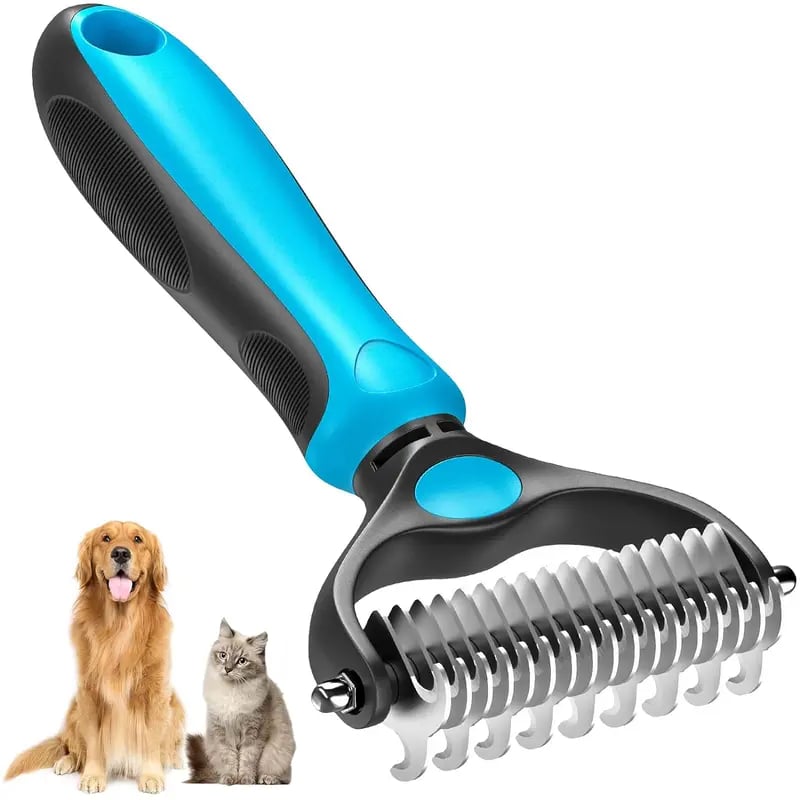 💞LAST DAY 50% OFF ✨🐾EdiJonah® Double-Sided Pet Grooming Brush – Hurtless Shedding & Dematting Undercoat Rake for Dogs and Cats