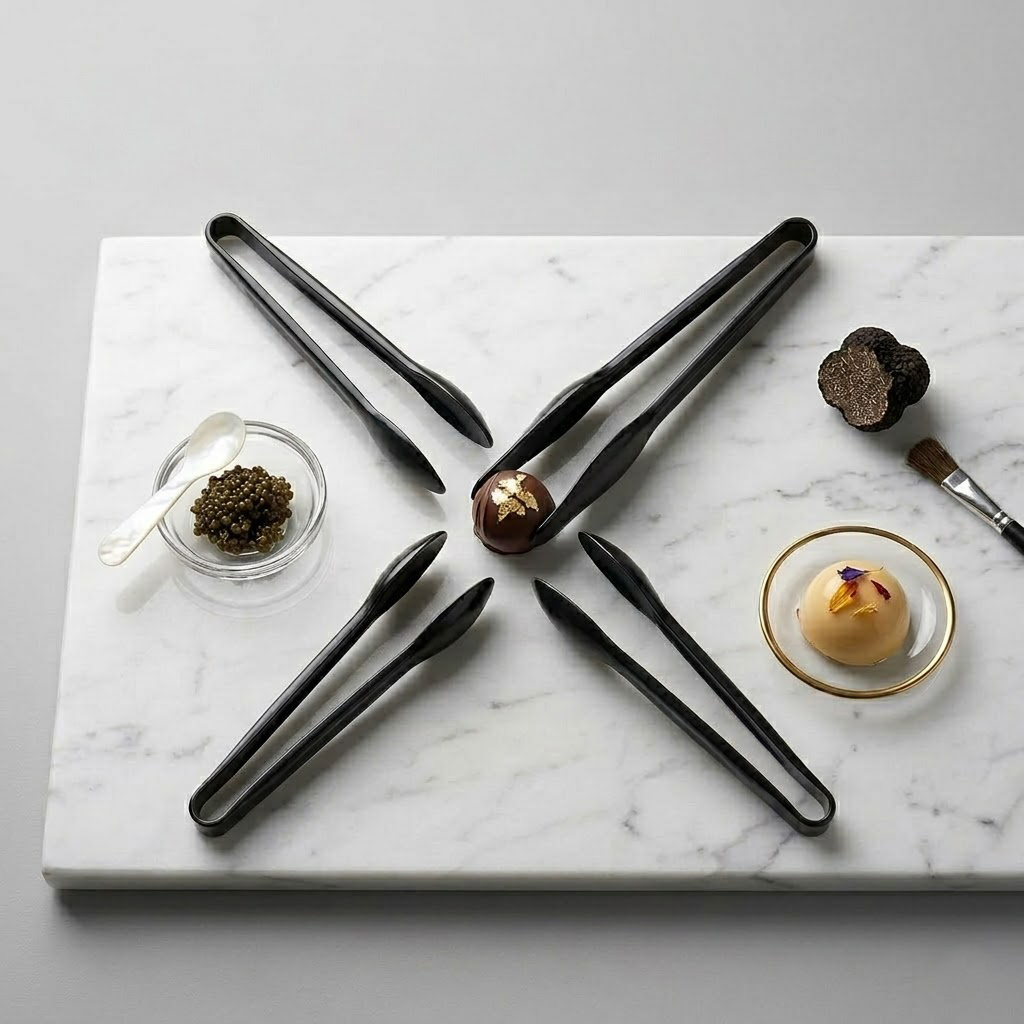 Beddys® Premium Matte Black Mini Tongs - Versatile Stainless Steel Serving Tool for Coffee, Sweets & Appetizers